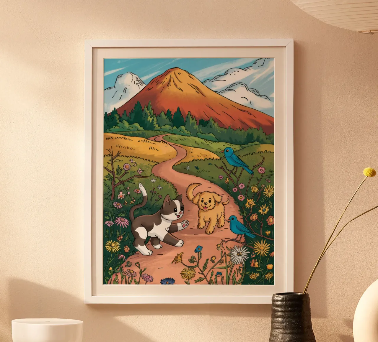 Passeggiata serena nella natura poster con telaio in legno da Timeless Huse