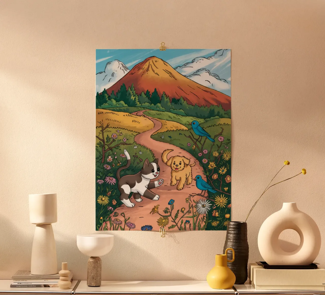 Passeggiata serena nella natura poster con telaio in legno da Timeless Huse