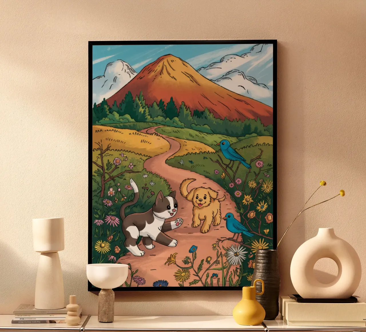 Passeggiata serena nella natura poster con telaio in legno da Timeless Huse