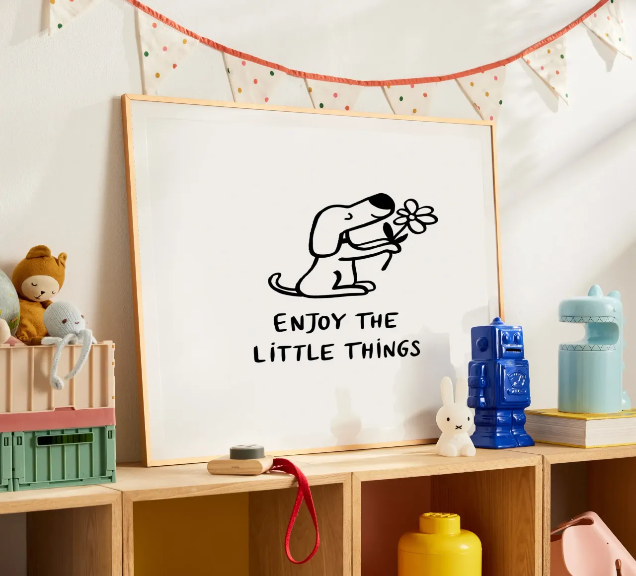 Süßer Hund mit Blume Mindfulness Typographie carta hahnemühle da Kathrin Woo Design