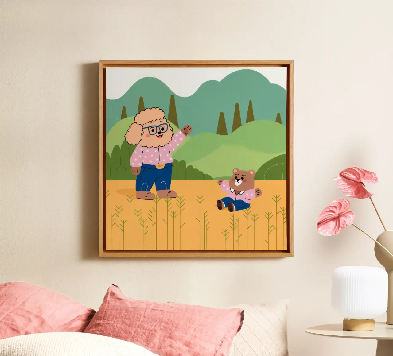 Joyful Field Play canvas with Floater frame by Timeless Huse