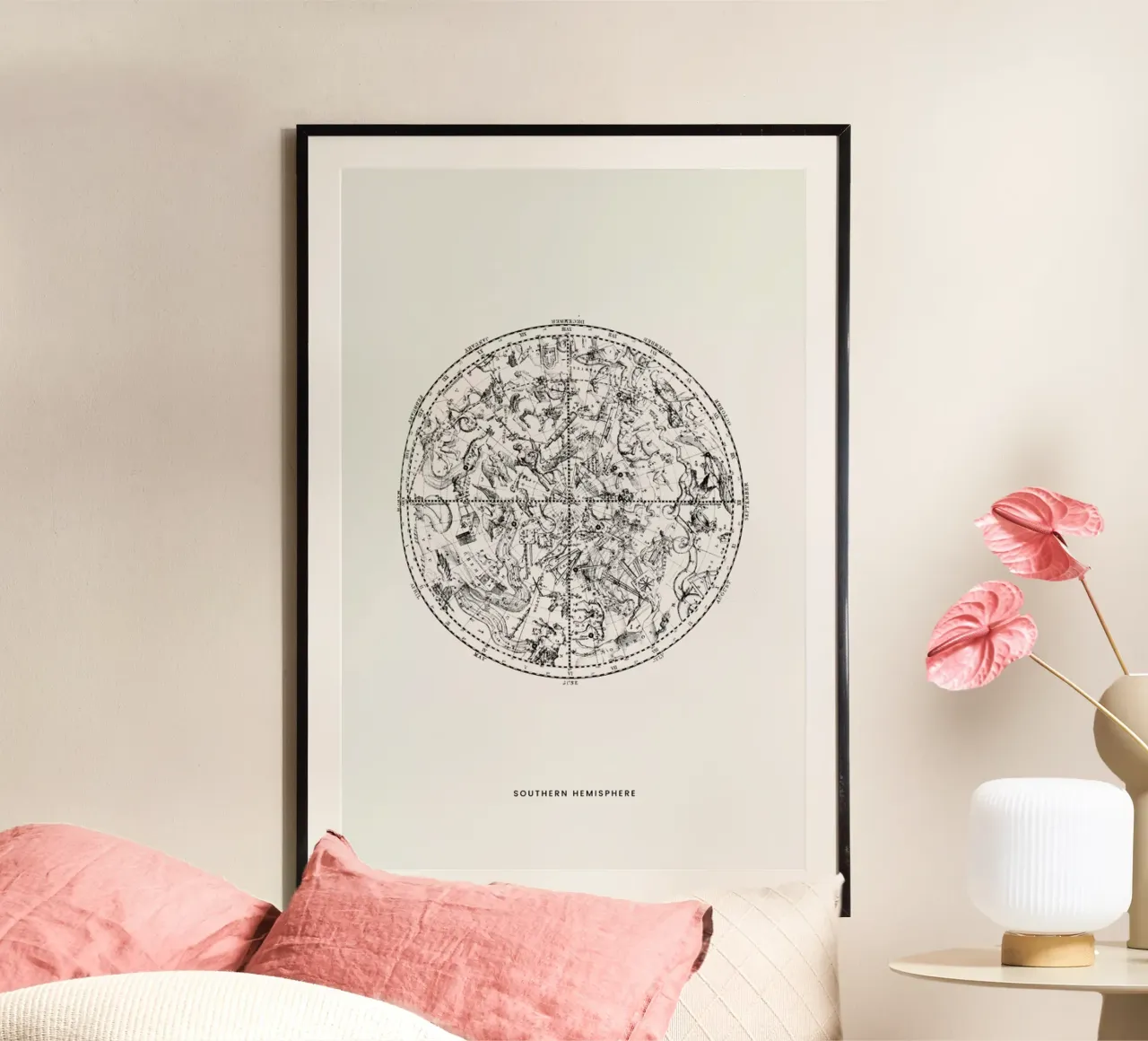 Southern Hemisphere poster con telaio in legno da Flora & Fauna