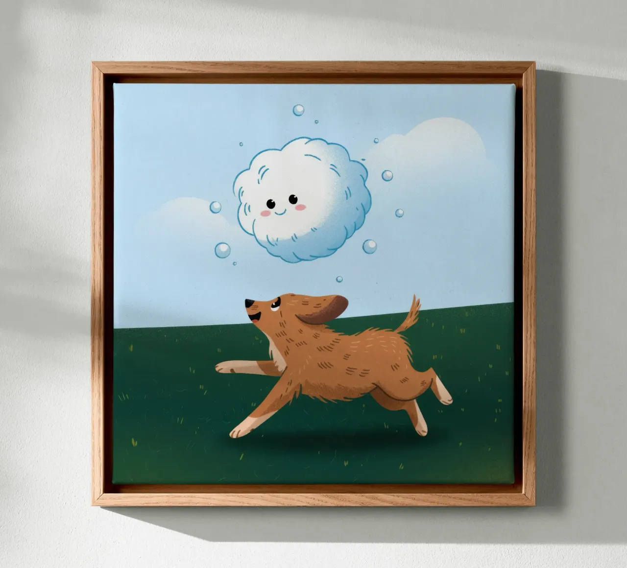 Playful Cloud Chase canvas with Floater frame by Timeless Huse