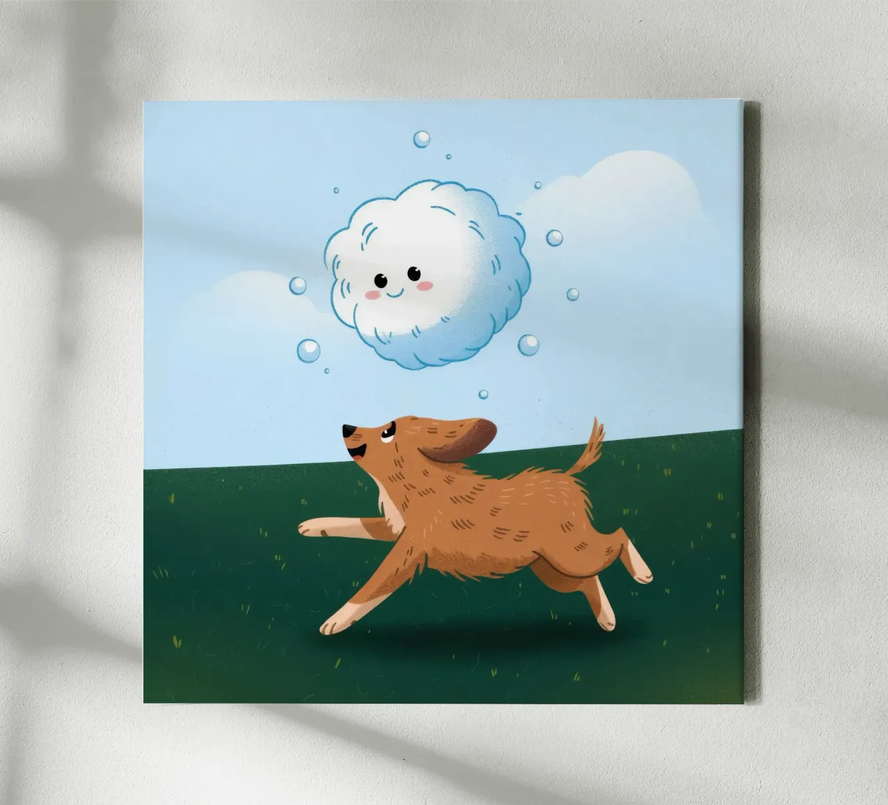 Playful Cloud Chase canvas with Floater frame by Timeless Huse