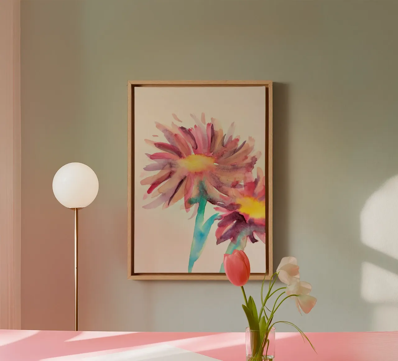 Watercolor Flowers 1 tela con Cornice a cassetta da sum2proveDesign