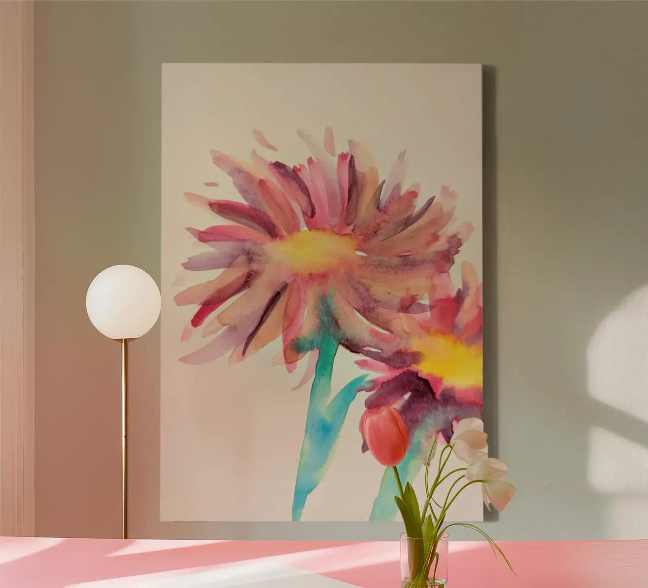 Watercolor Flowers 1 tela con Cornice a cassetta da sum2proveDesign
