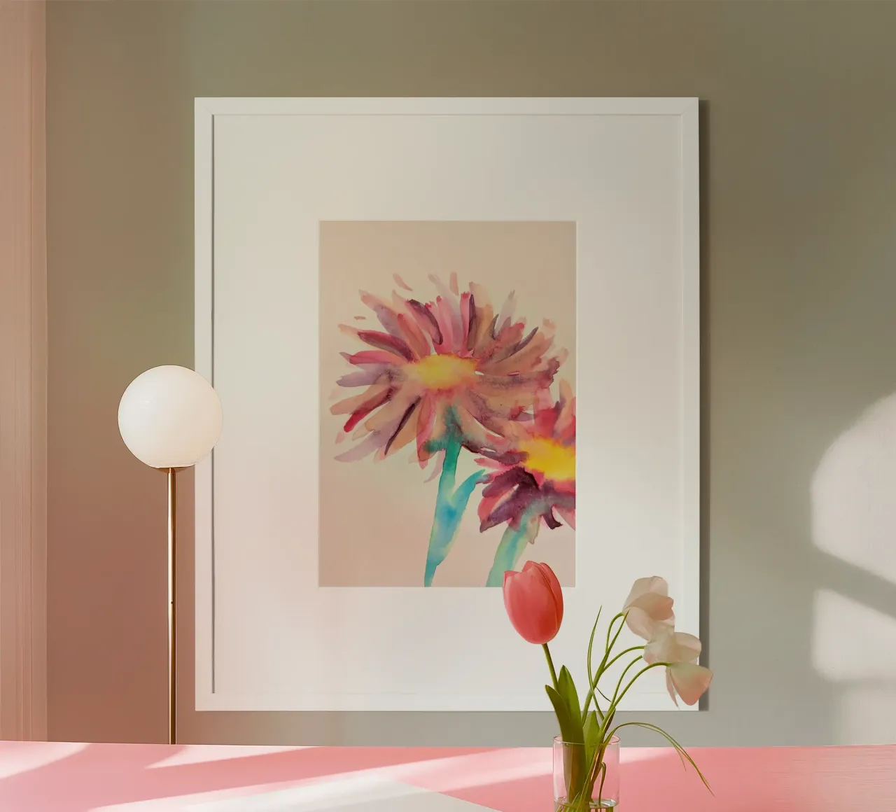 Watercolor Flowers 1 poster con telaio in legno da sum2proveDesign