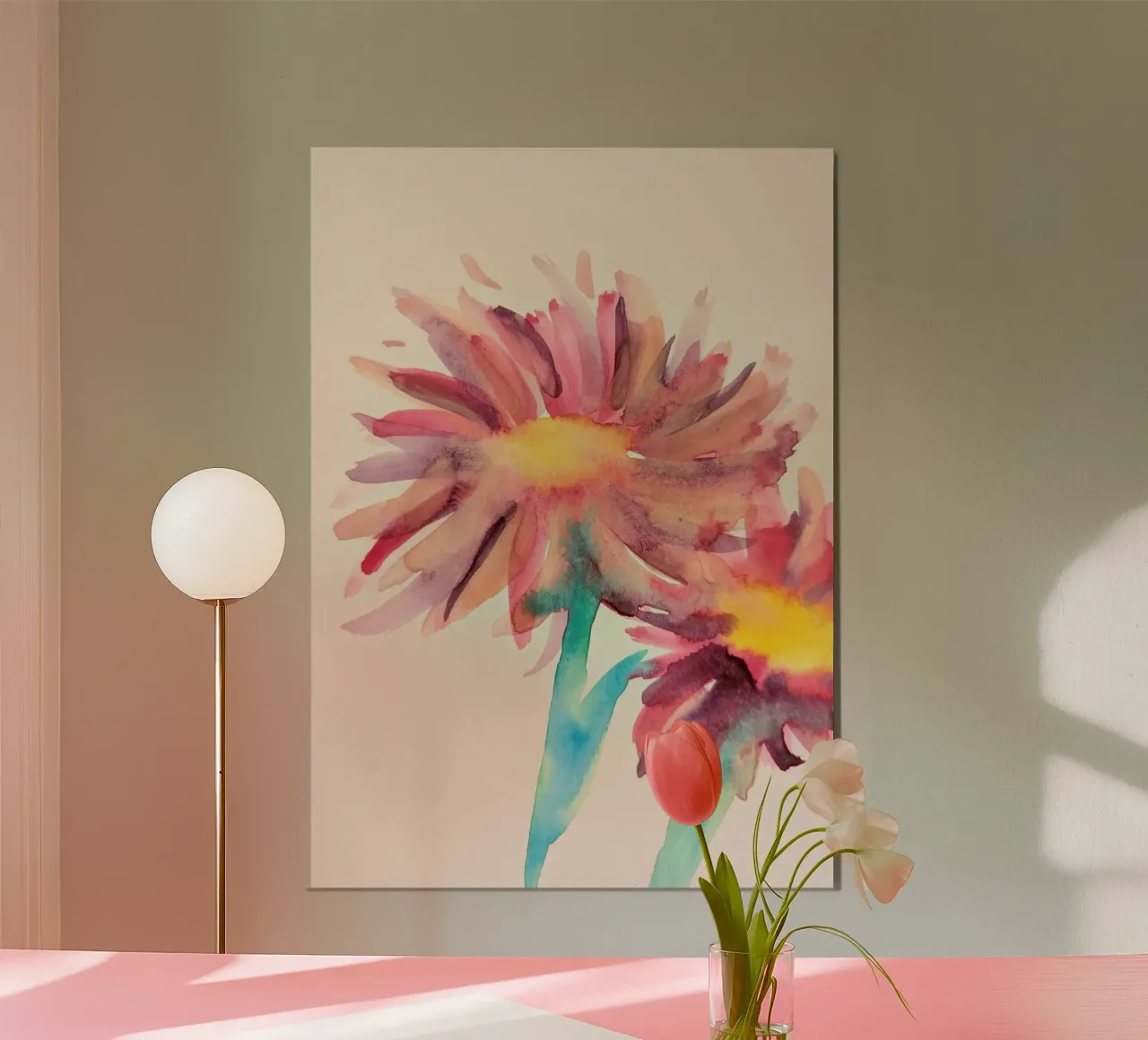 Watercolor Flowers 1 poster con telaio in legno da sum2proveDesign