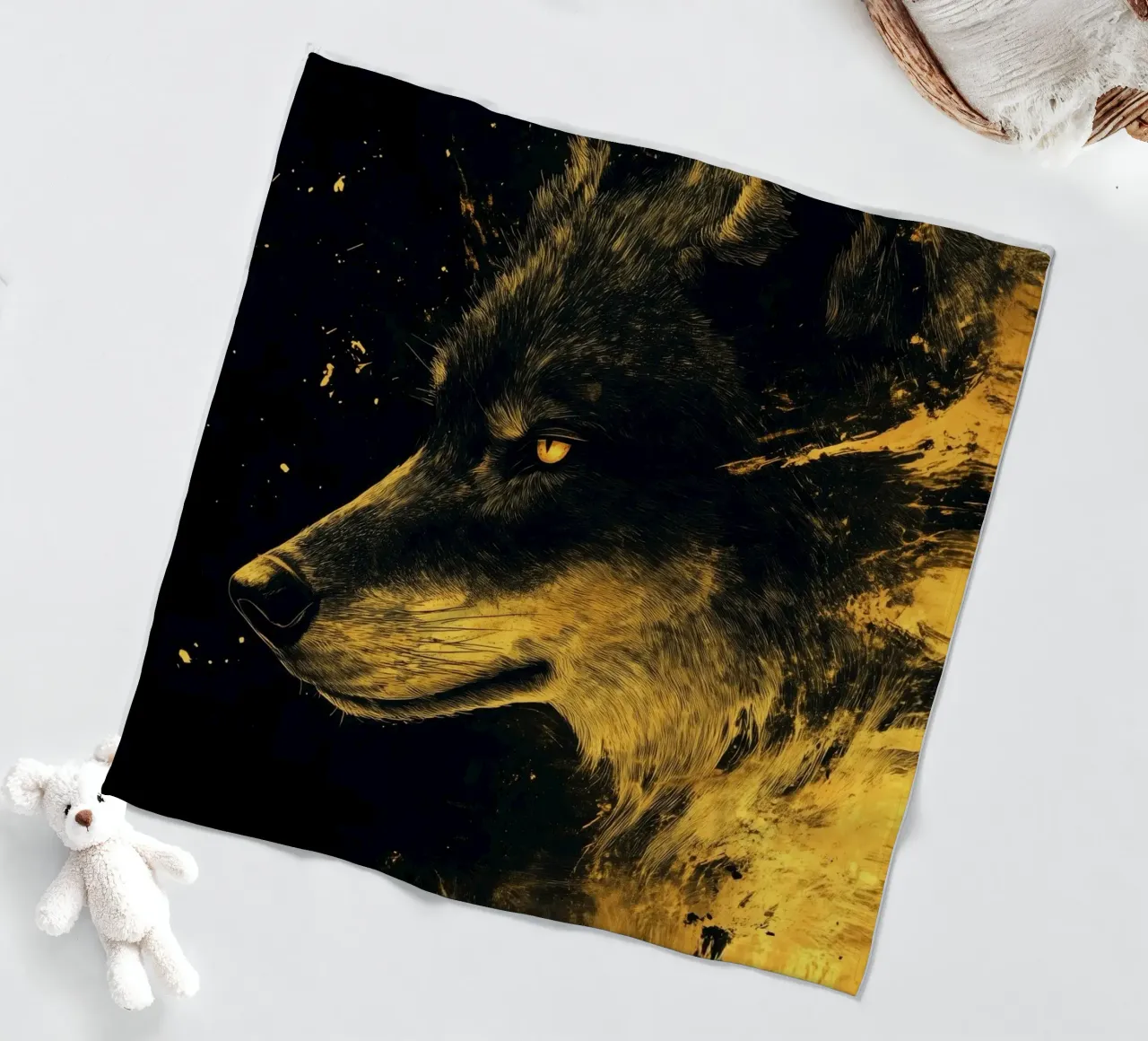 Lupo d'oro coperta in pile da Justyna Jaszke JBJart