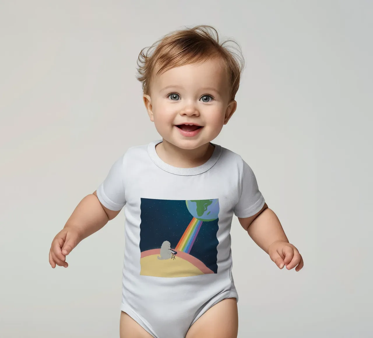 Kosmische Regenbogen-Reise Kurzarm Babybody von Timeless Huse