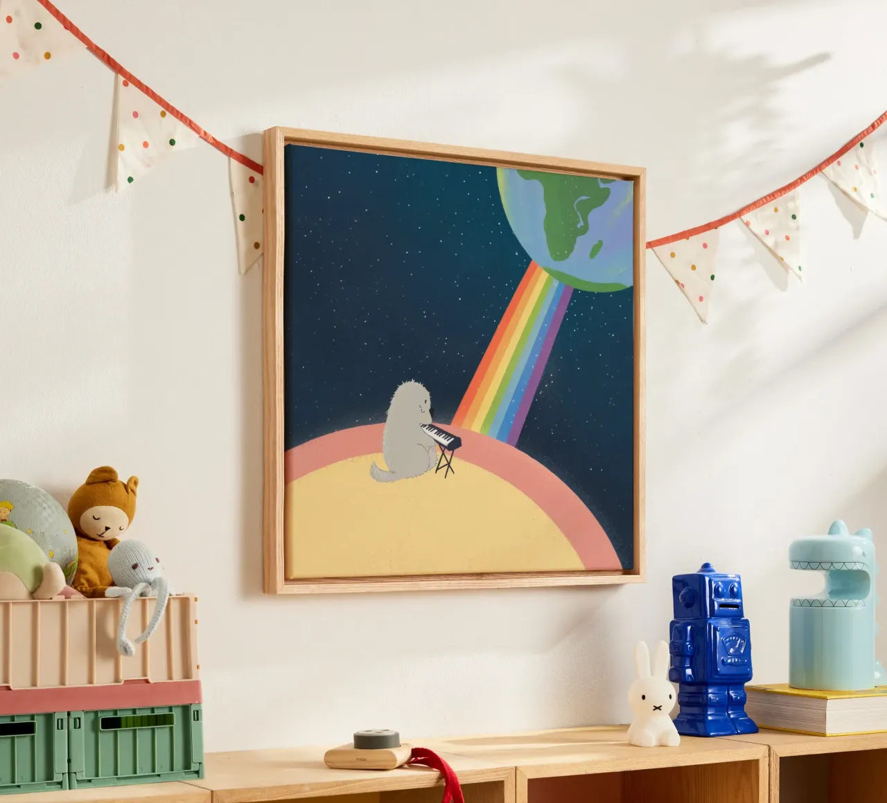 Cosmic Rainbow Journey canvas with Floater frame by Timeless Huse
