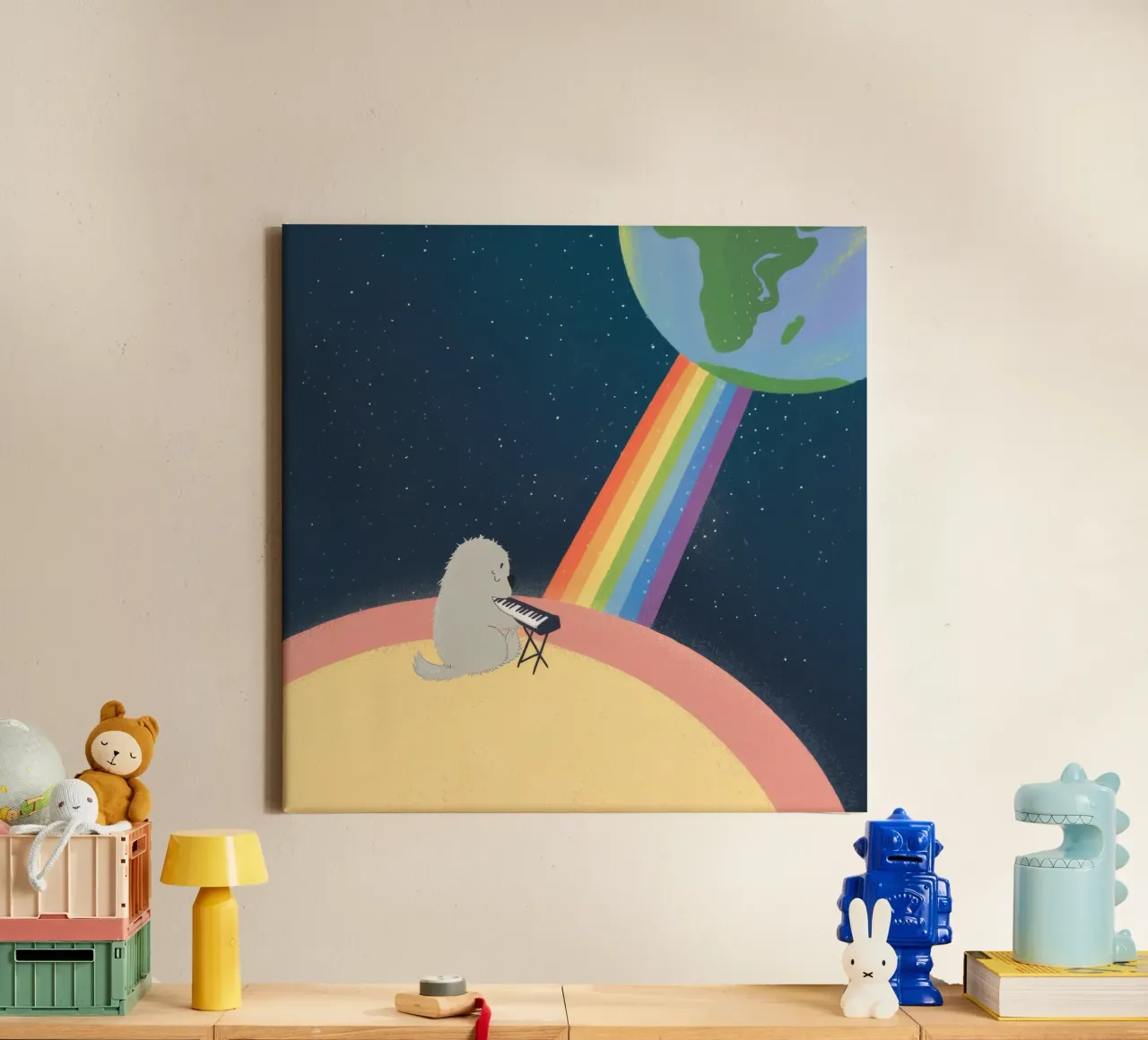 Cosmic Rainbow Journey canvas with Floater frame by Timeless Huse