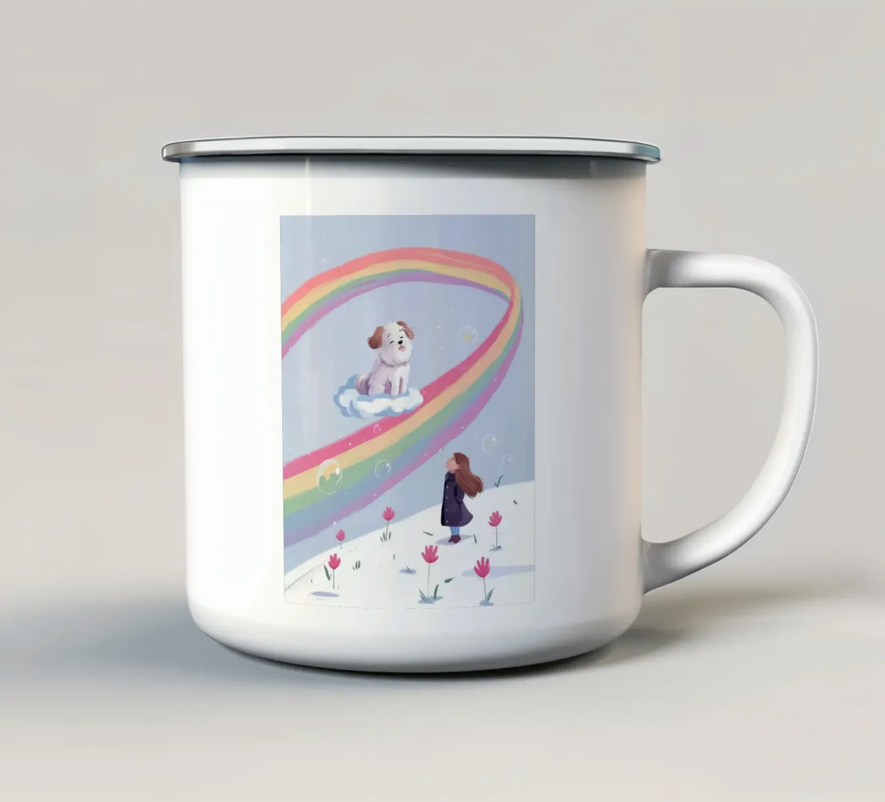 Cavalcata stravagante dell'arcobaleno tazza in smalto da Timeless Huse