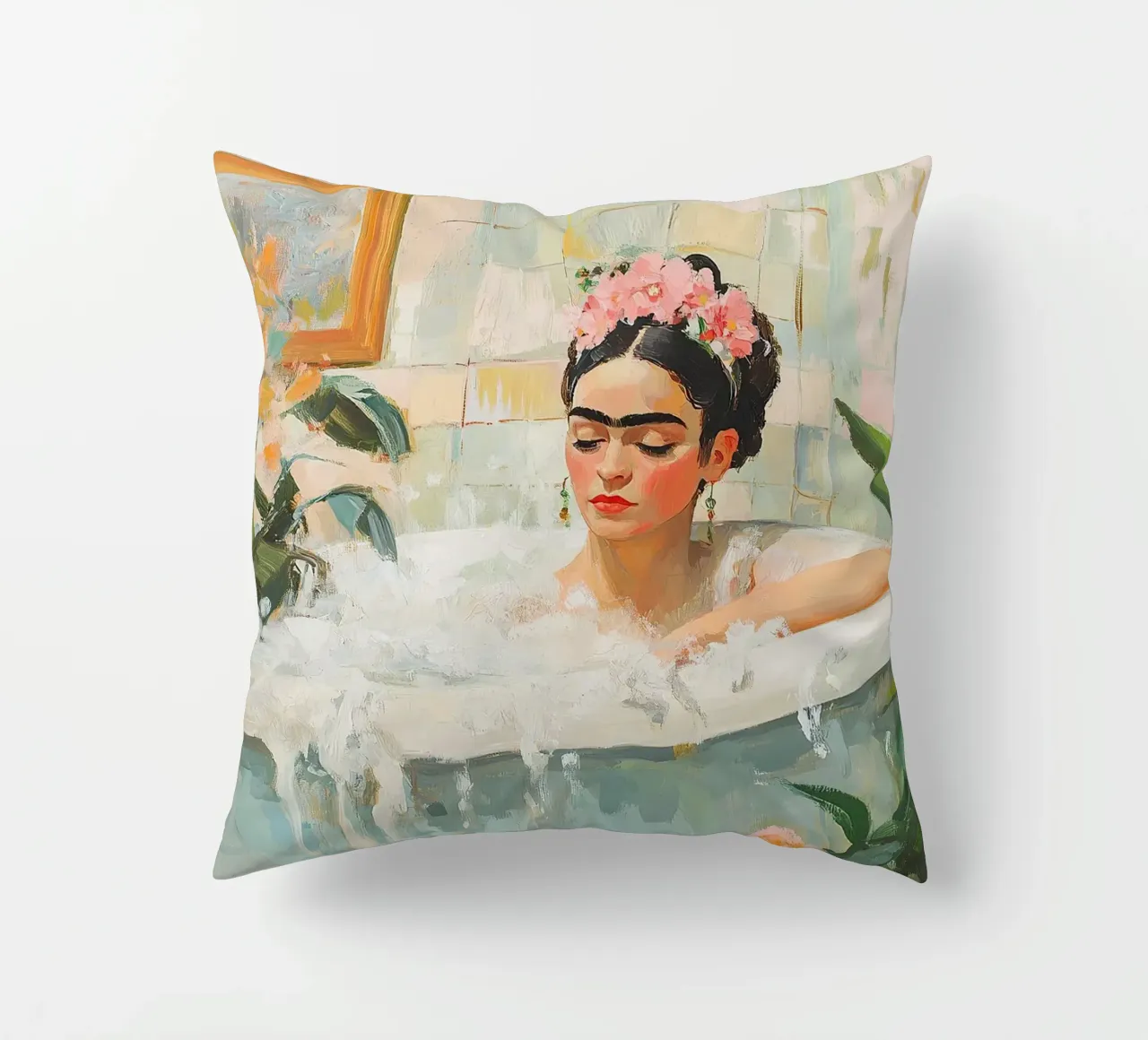 Frida Kahlo - Trovare l'armonia interiore cuscino da Fantasias Florales