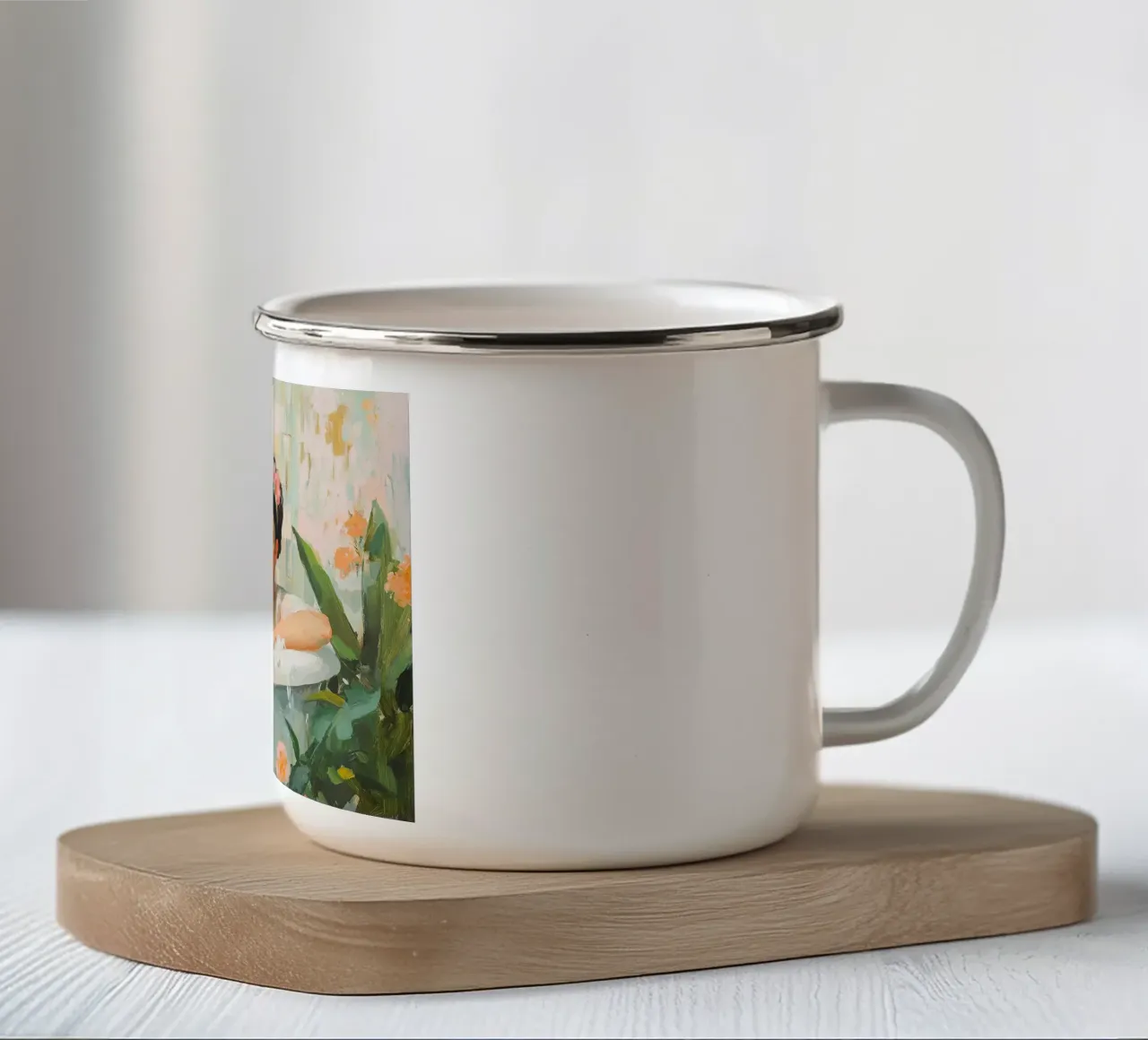 Frida Kahlo - Trovare l'armonia interiore tazza in smalto da Fantasias Florales