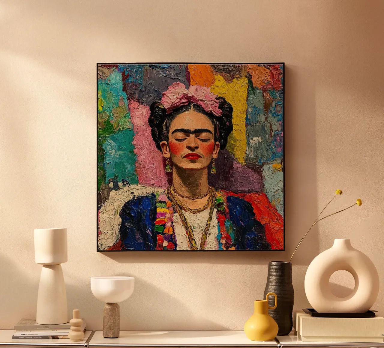 Frida Kahlo - Essere presenti alluminio dibond da Fantasias Florales