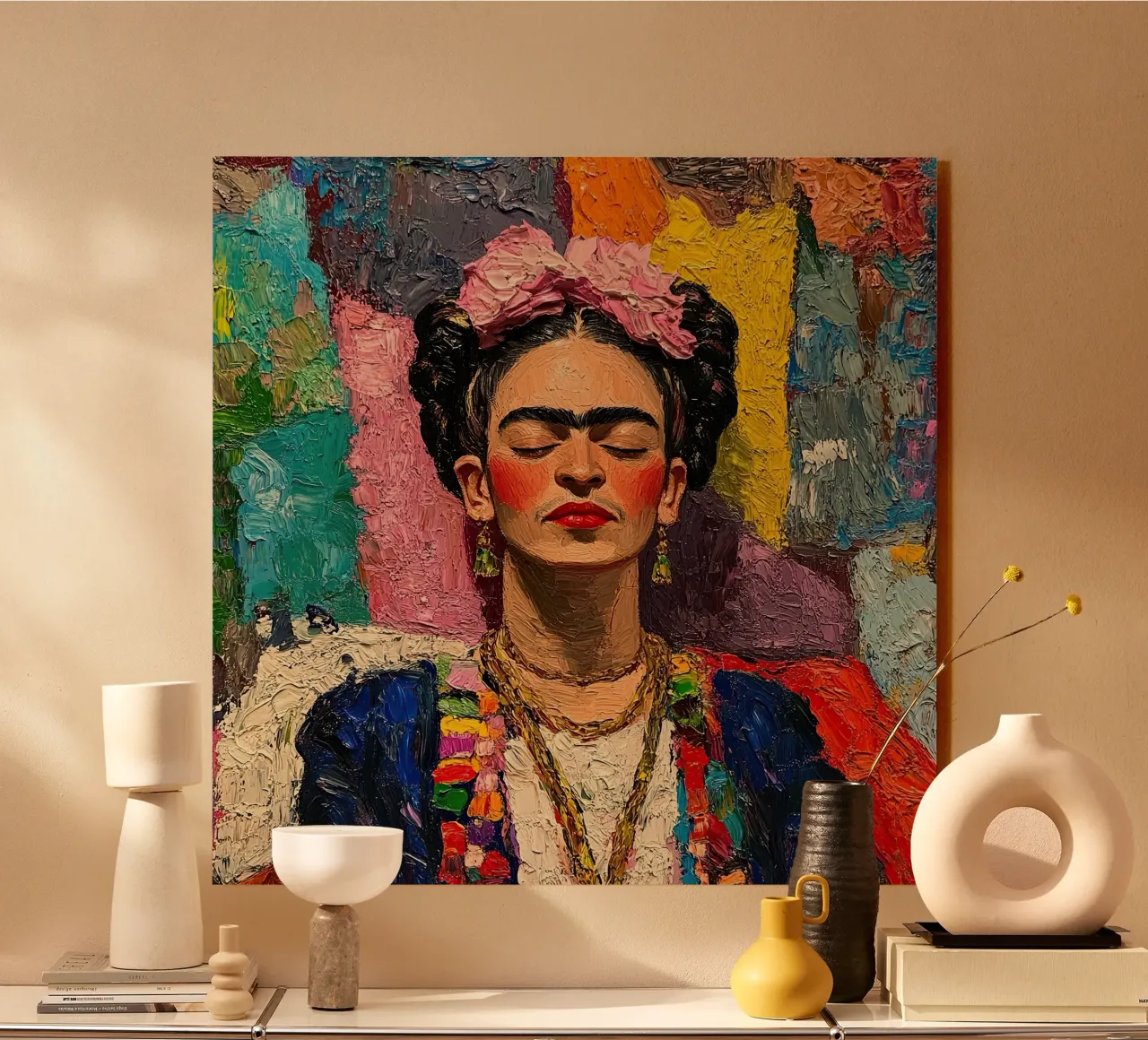 Frida Kahlo - Essere presenti alluminio dibond da Fantasias Florales