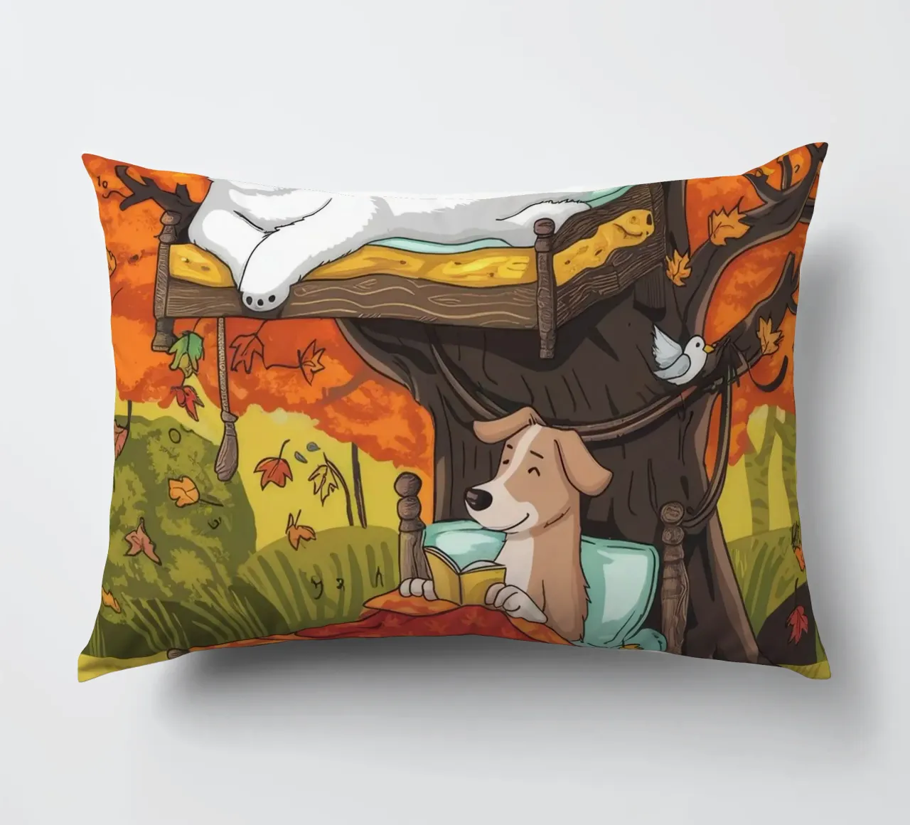 Autumnal Treehouse Retreat decorative cushion by Timeless Huse