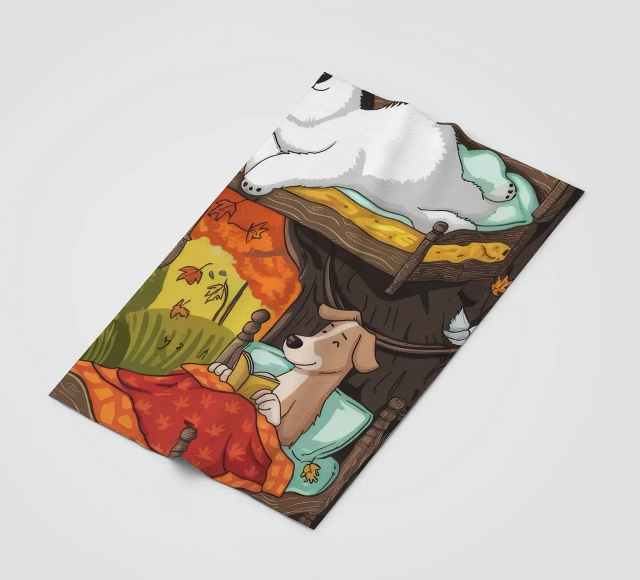 Autumnal Treehouse Retreat fleece blanket by Timeless Huse