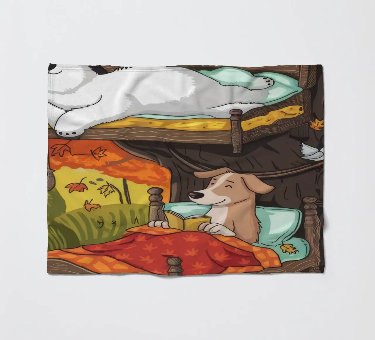 Autumnal Treehouse Retreat fleece blanket by Timeless Huse