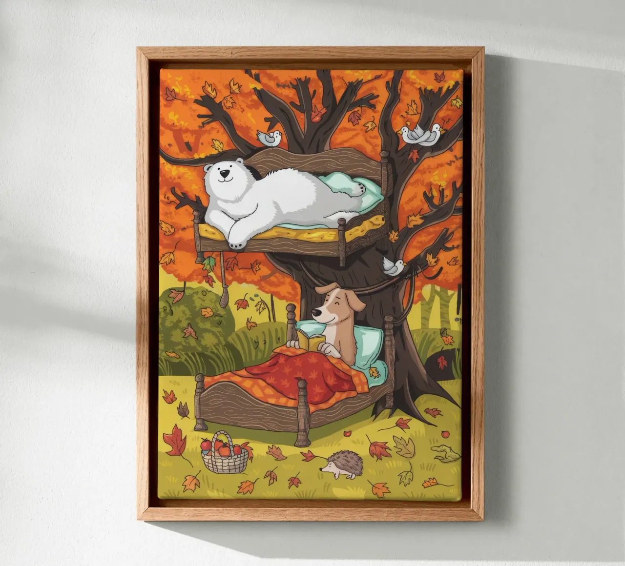 Ritiro autunnale in casa sull'albero tela con Cornice a cassetta da Timeless Huse