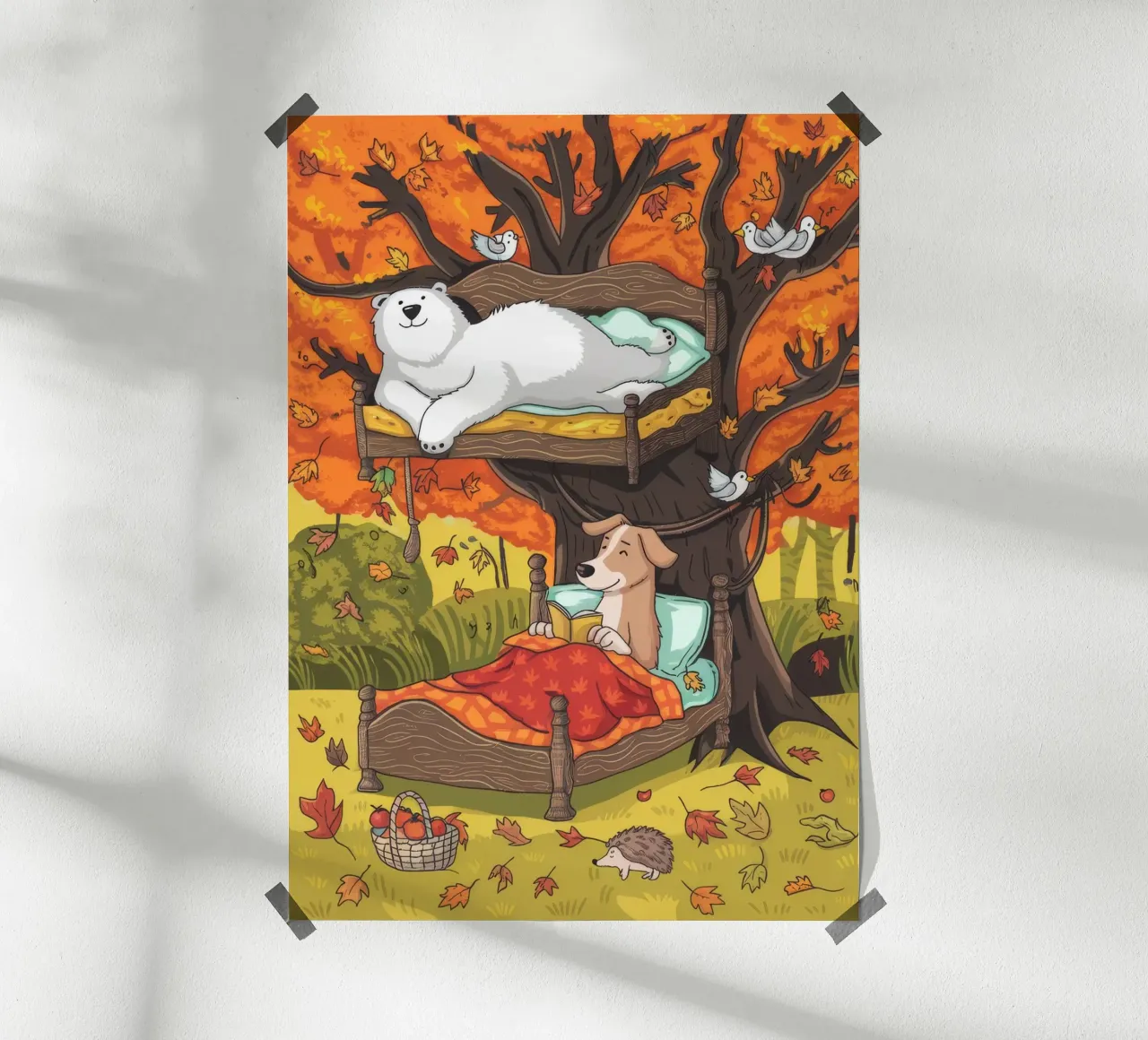 Retraite automnale dans une cabane poster avec cadre en aluminium de Timeless Huse
