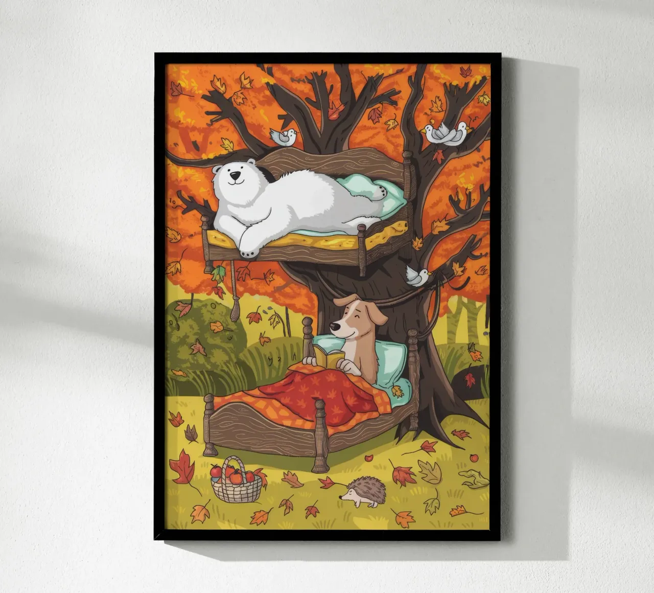 Retraite automnale dans une cabane poster avec cadre en aluminium de Timeless Huse
