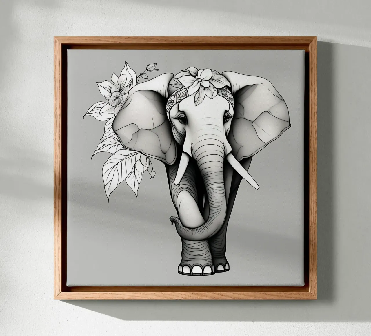 Elephant_Style_B_1 canvas with Floater frame by Tierisch bunt by LK
