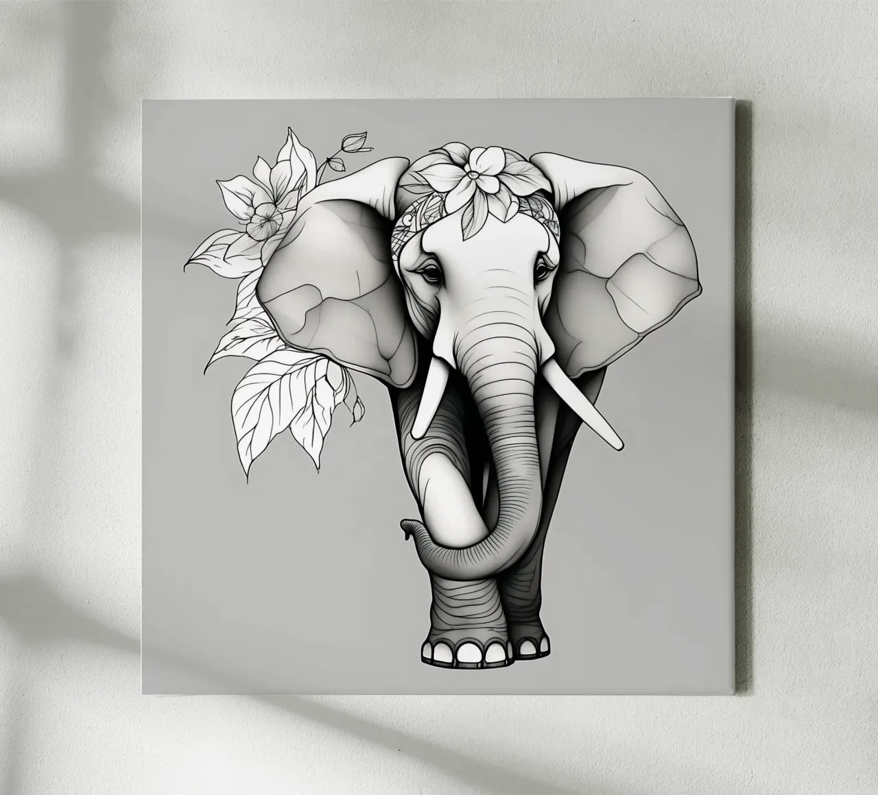 Elephant_Style_B_1 canvas with Floater frame by Tierisch bunt by LK