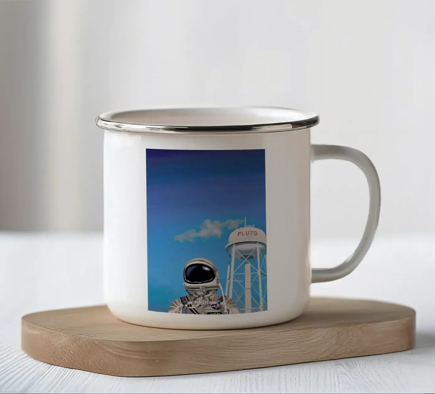 Pluto Emaille Tasse von Scott Listfield