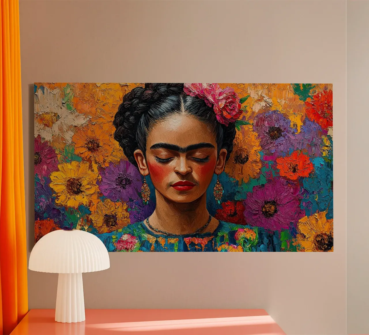 Frida Kahlo - Acceptance of the Now canvas with Floater frame by Fantasias Florales