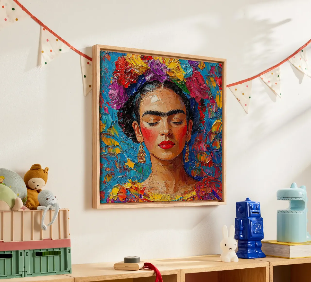 Frida Kahlo - Always look ahead canvas with Floater frame by Fantasias Florales