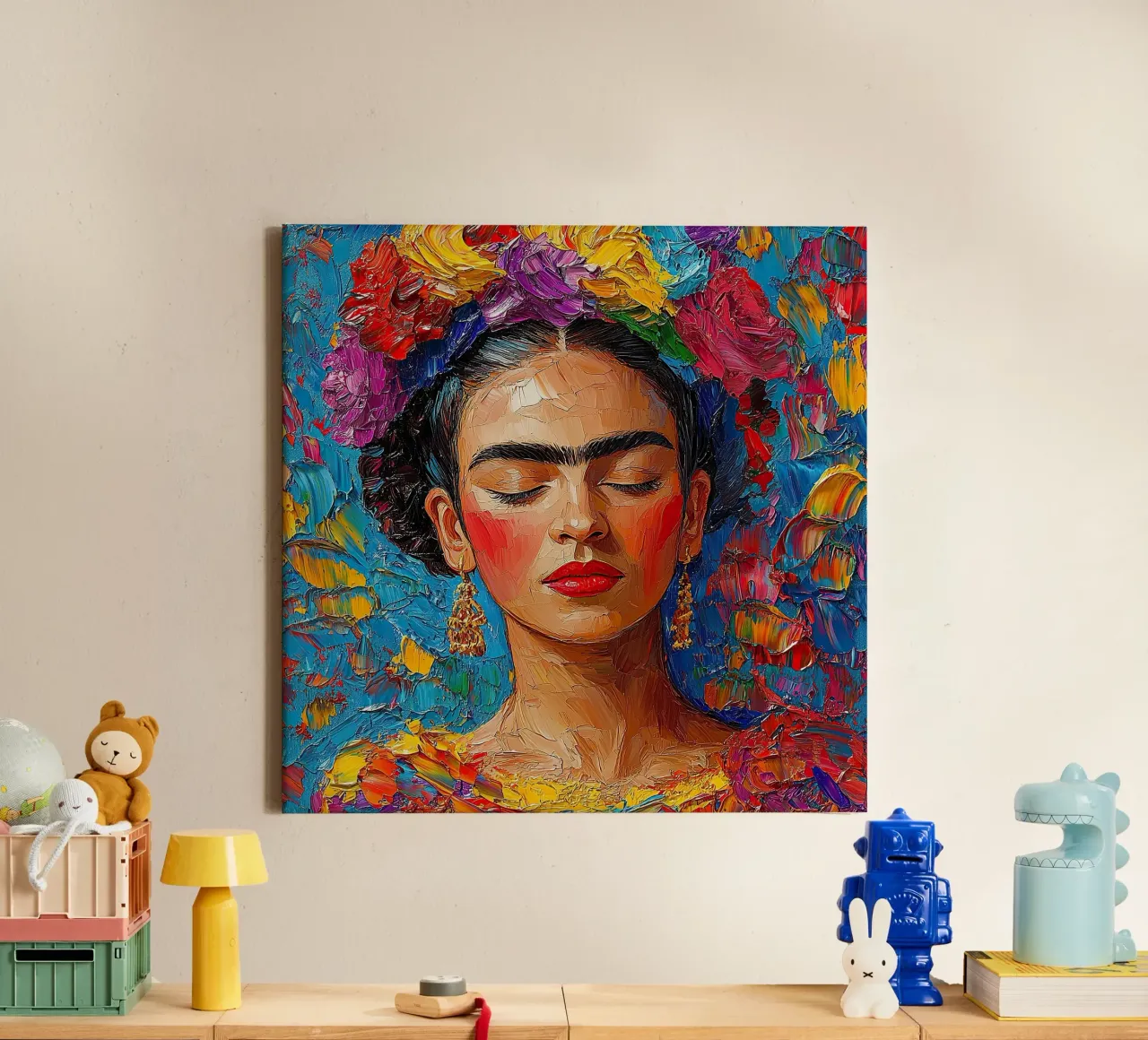 Frida Kahlo - Always look ahead canvas with Floater frame by Fantasias Florales