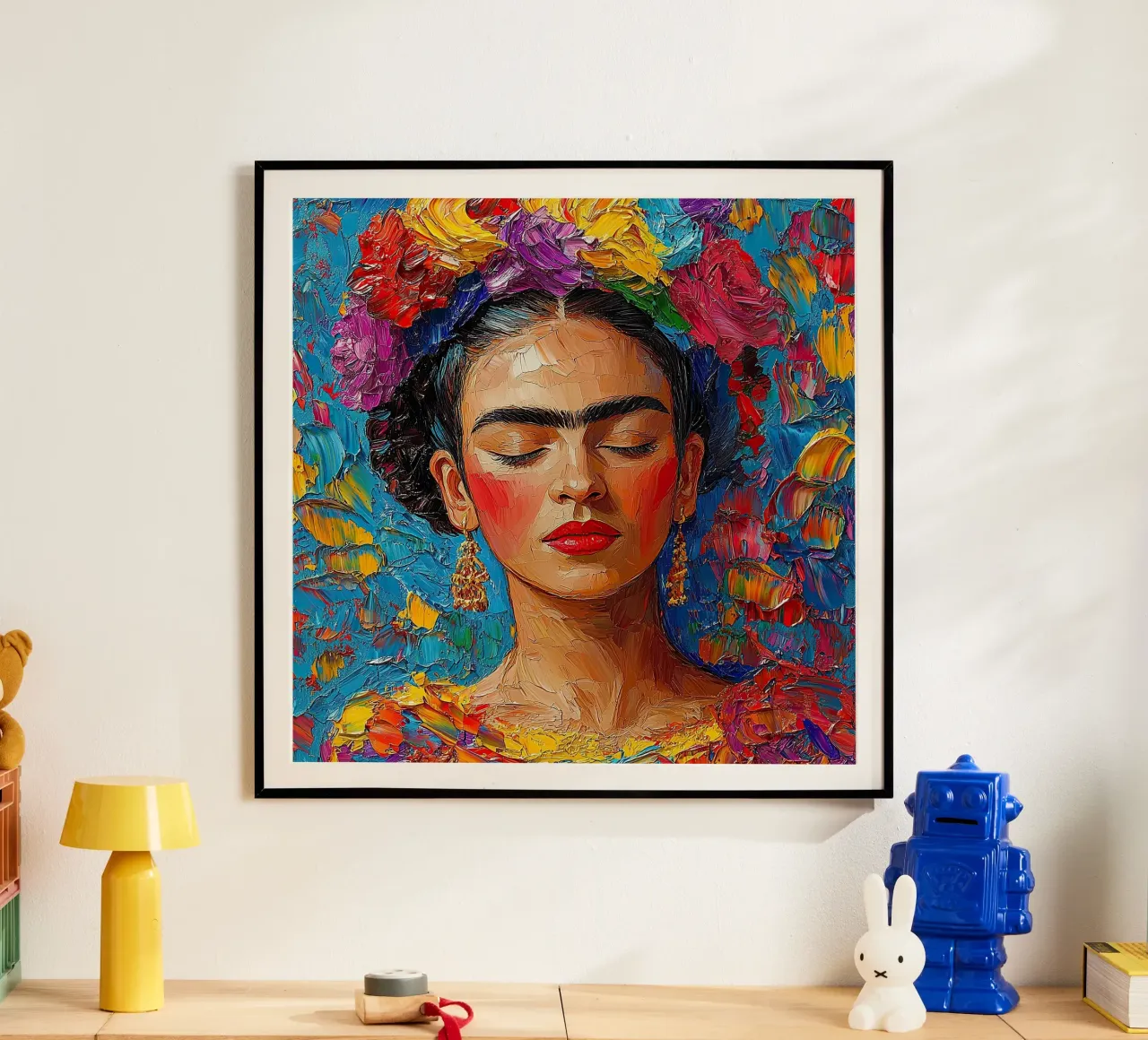 Frida Kahlo - Kijk altijd vooruit poster van Fantasias Florales