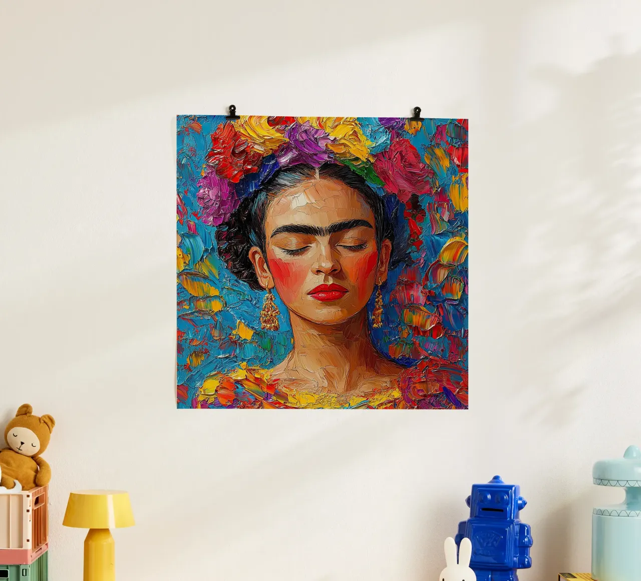 Frida Kahlo - Kijk altijd vooruit poster van Fantasias Florales