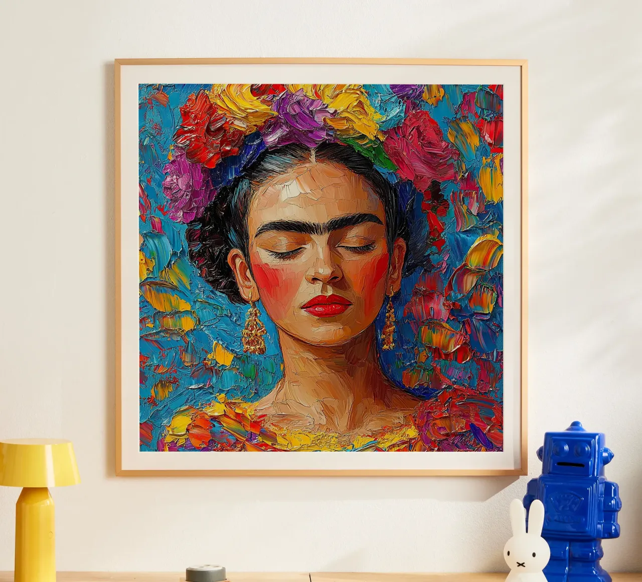Frida Kahlo - Kijk altijd vooruit poster van Fantasias Florales