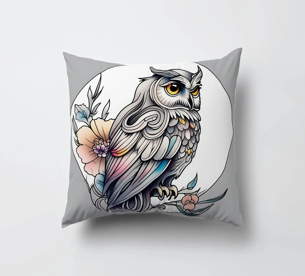 Gufo_stile_B_1 cuscino da Tierisch bunt by LK