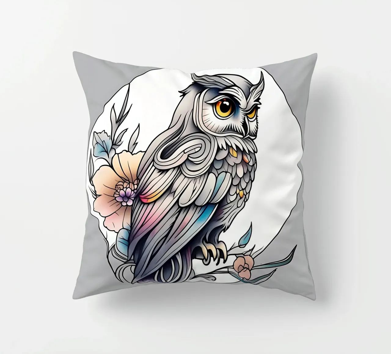 Gufo_stile_B_1 cuscino da Tierisch bunt by LK