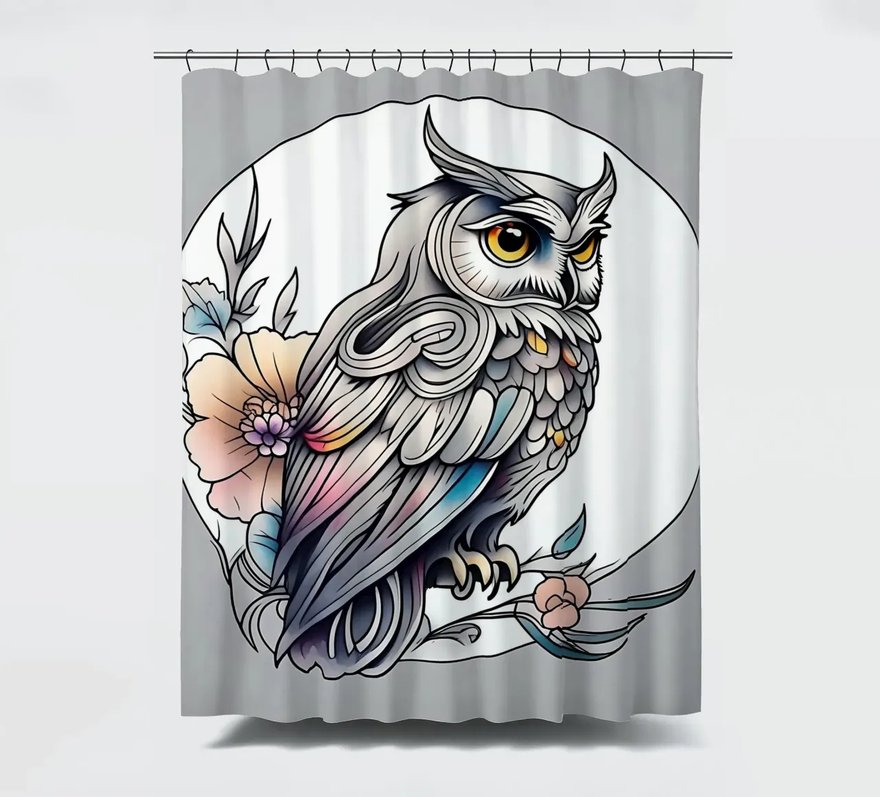 Gufo_stile_B_1 tenda da doccia da Tierisch bunt by LK