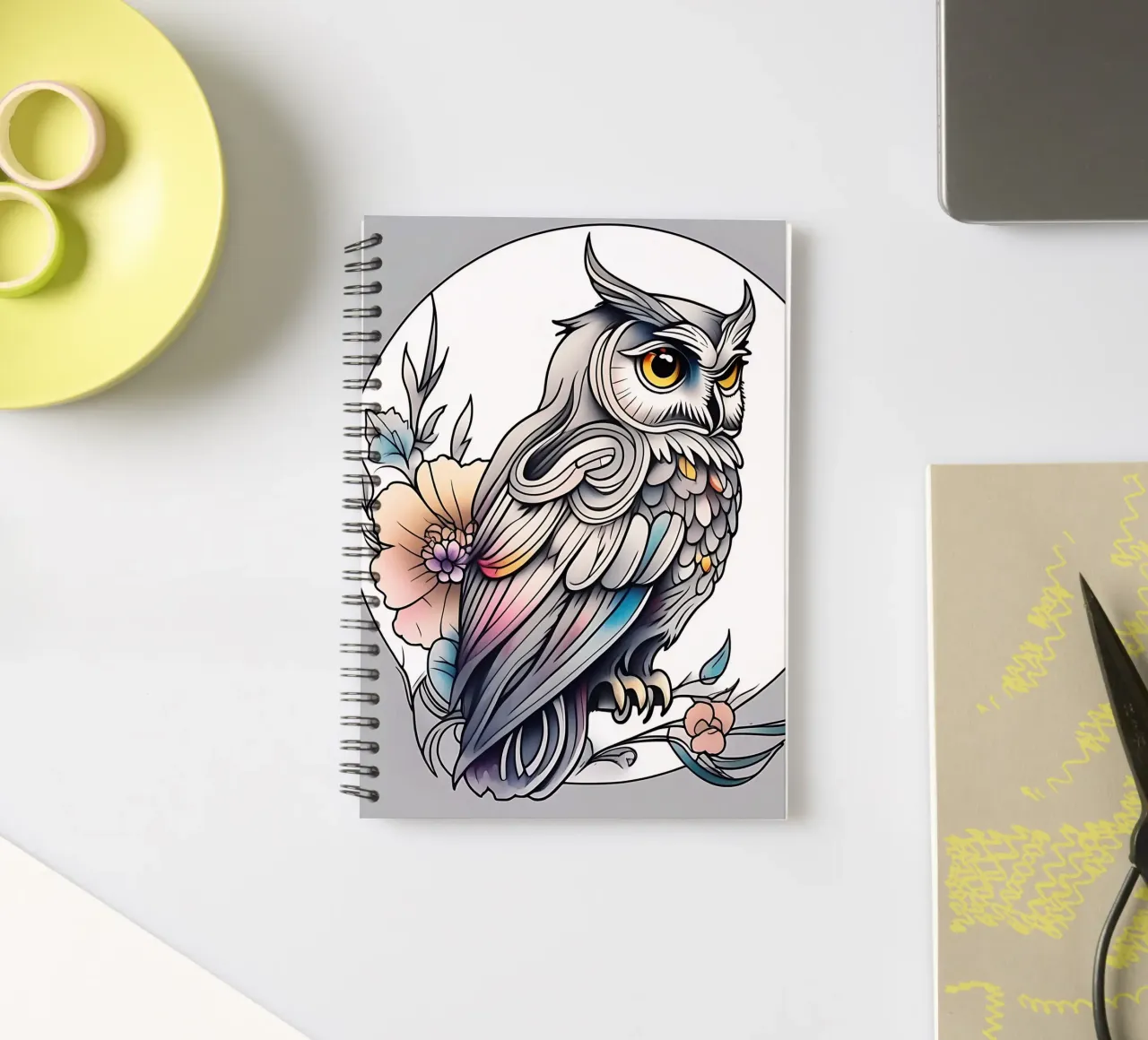 Owl_style_B_1 spiral notebook by Tierisch bunt by LK