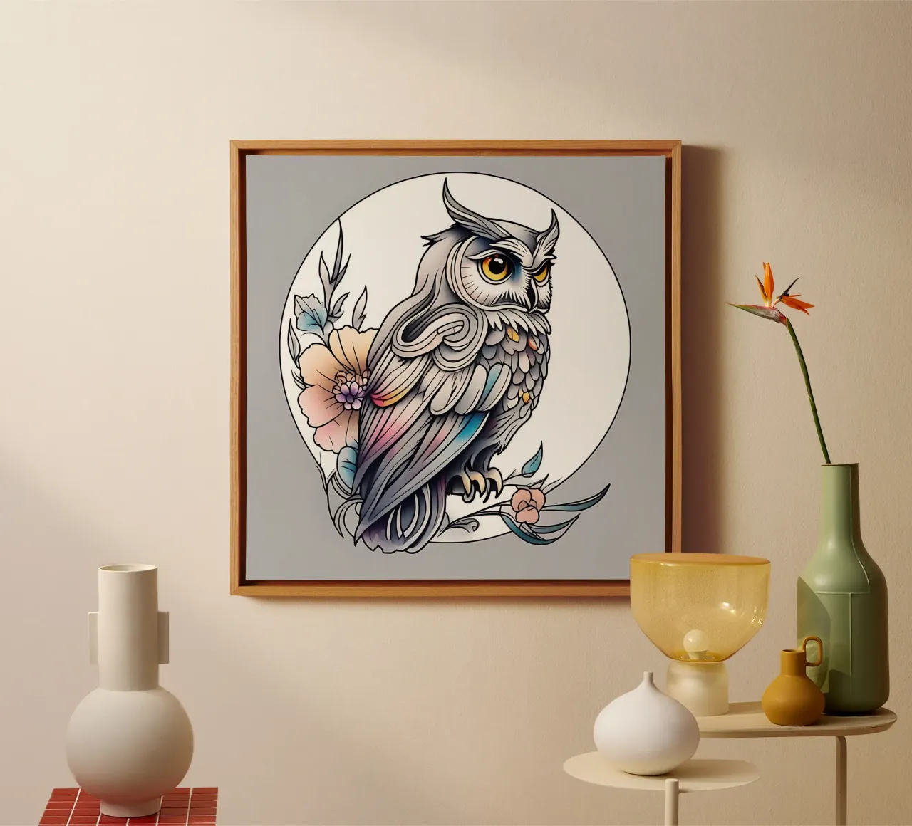 Hibou_style_B_1 toile de Tierisch bunt by LK