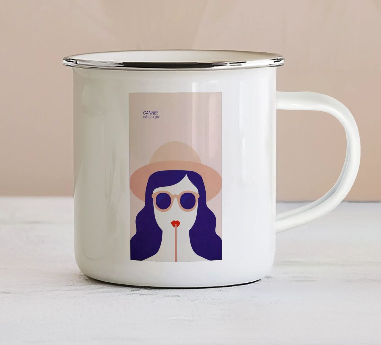 Cannes tazza in smalto da The Cartography Collection
