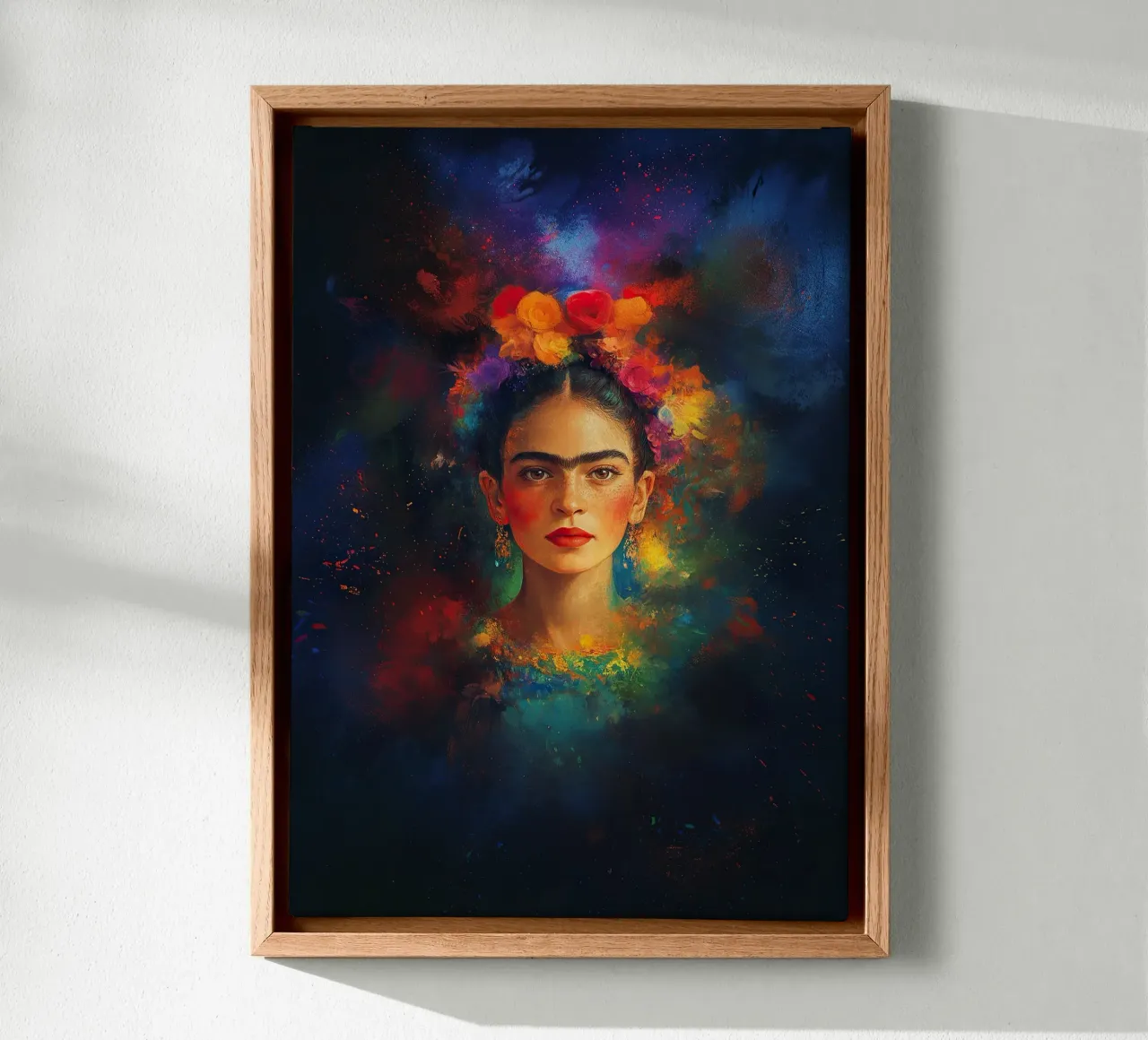 Frida Kahlo - Flügelschlag der Hoffnung Leinwand mit Schattenfugenrahmen von Fantasias Florales
