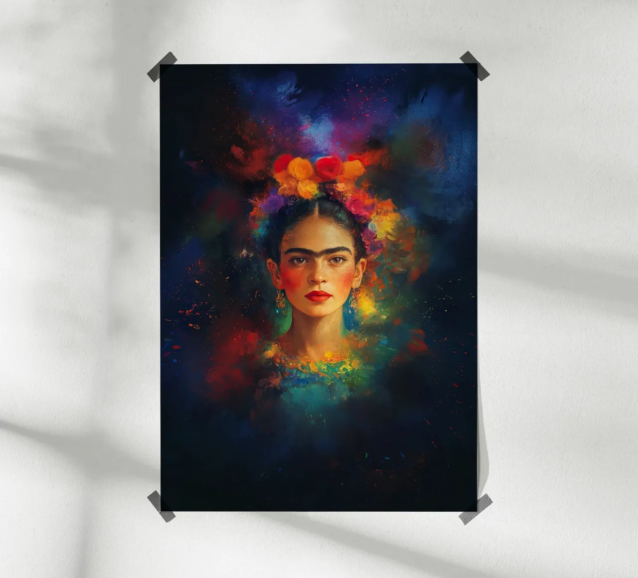 Frida Kahlo - Le ali della speranza poster con telaio in legno da Fantasias Florales