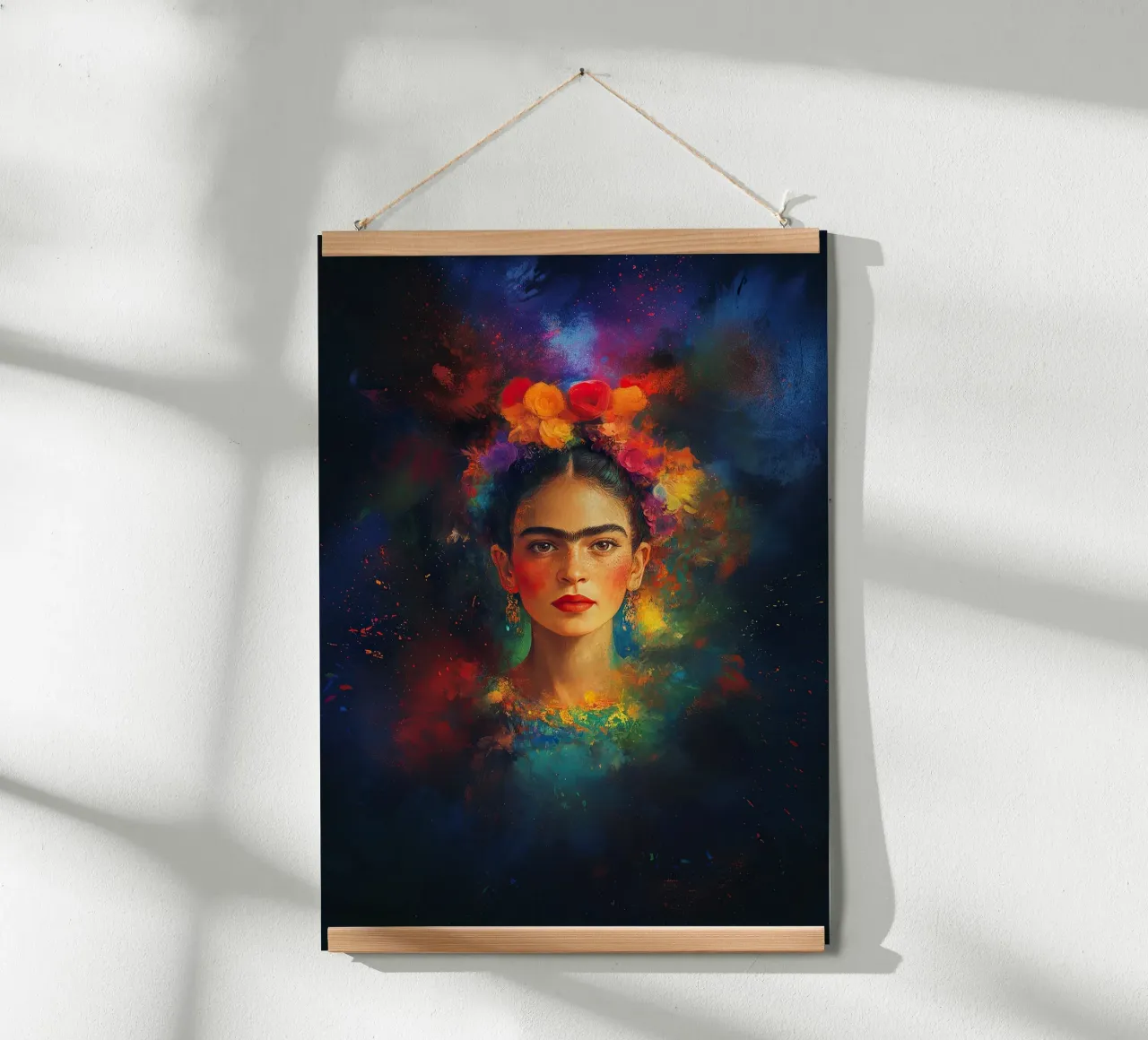 Frida Kahlo - Le ali della speranza poster con telaio in legno da Fantasias Florales