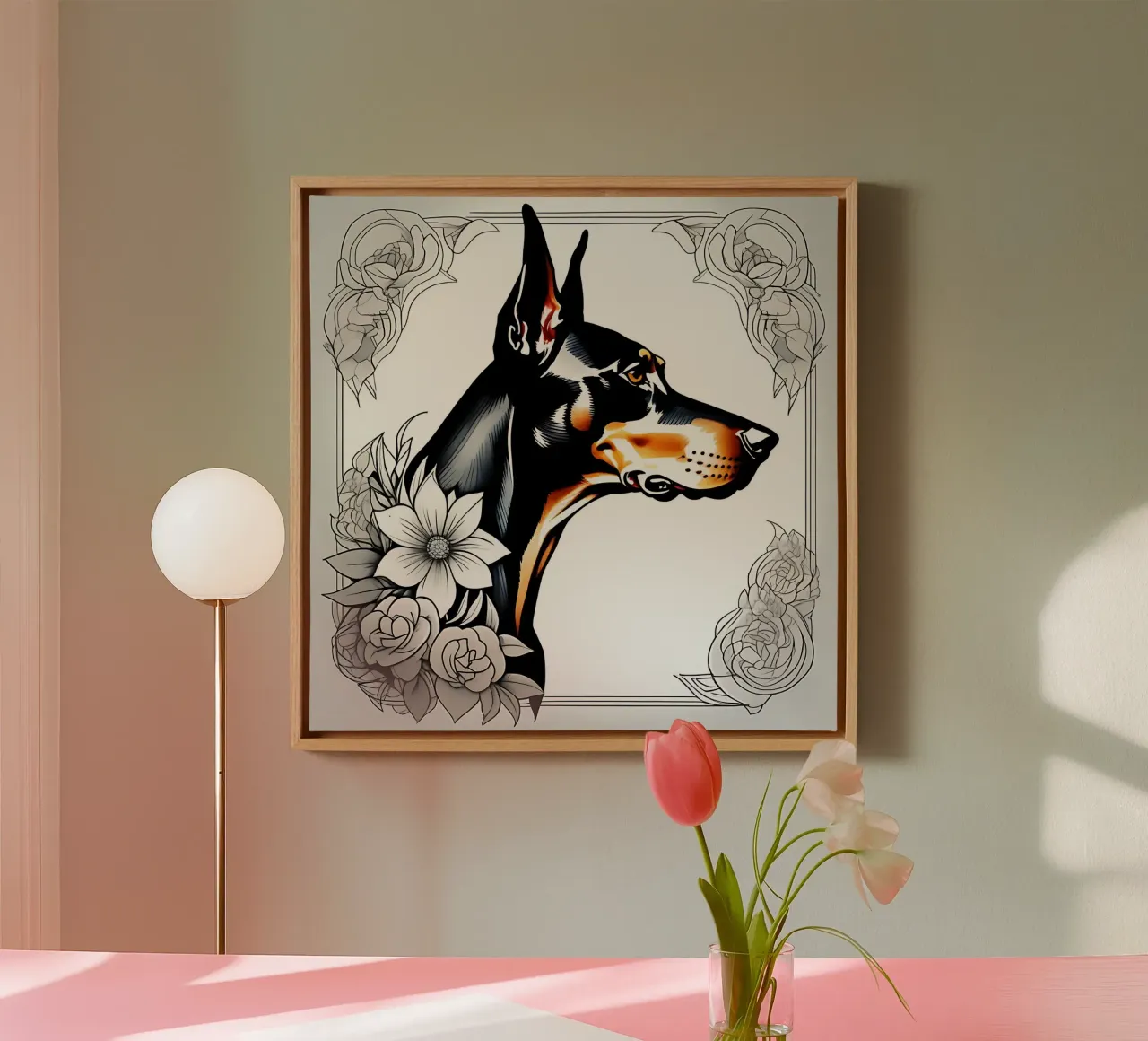 Hond_Stijl_B_1 canvas met Baklijst van Tierisch bunt by LK