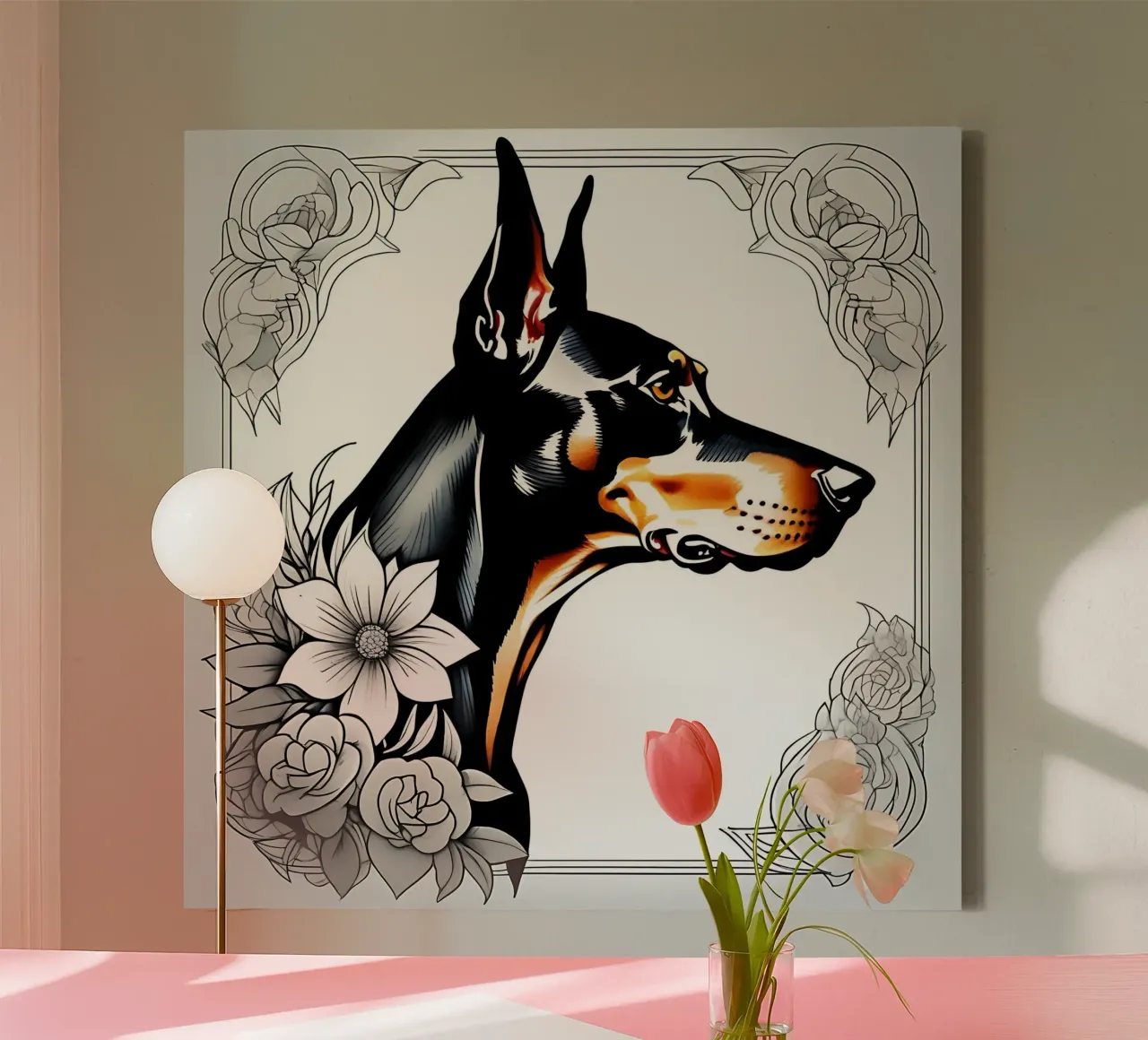 Hond_Stijl_B_1 canvas met Baklijst van Tierisch bunt by LK