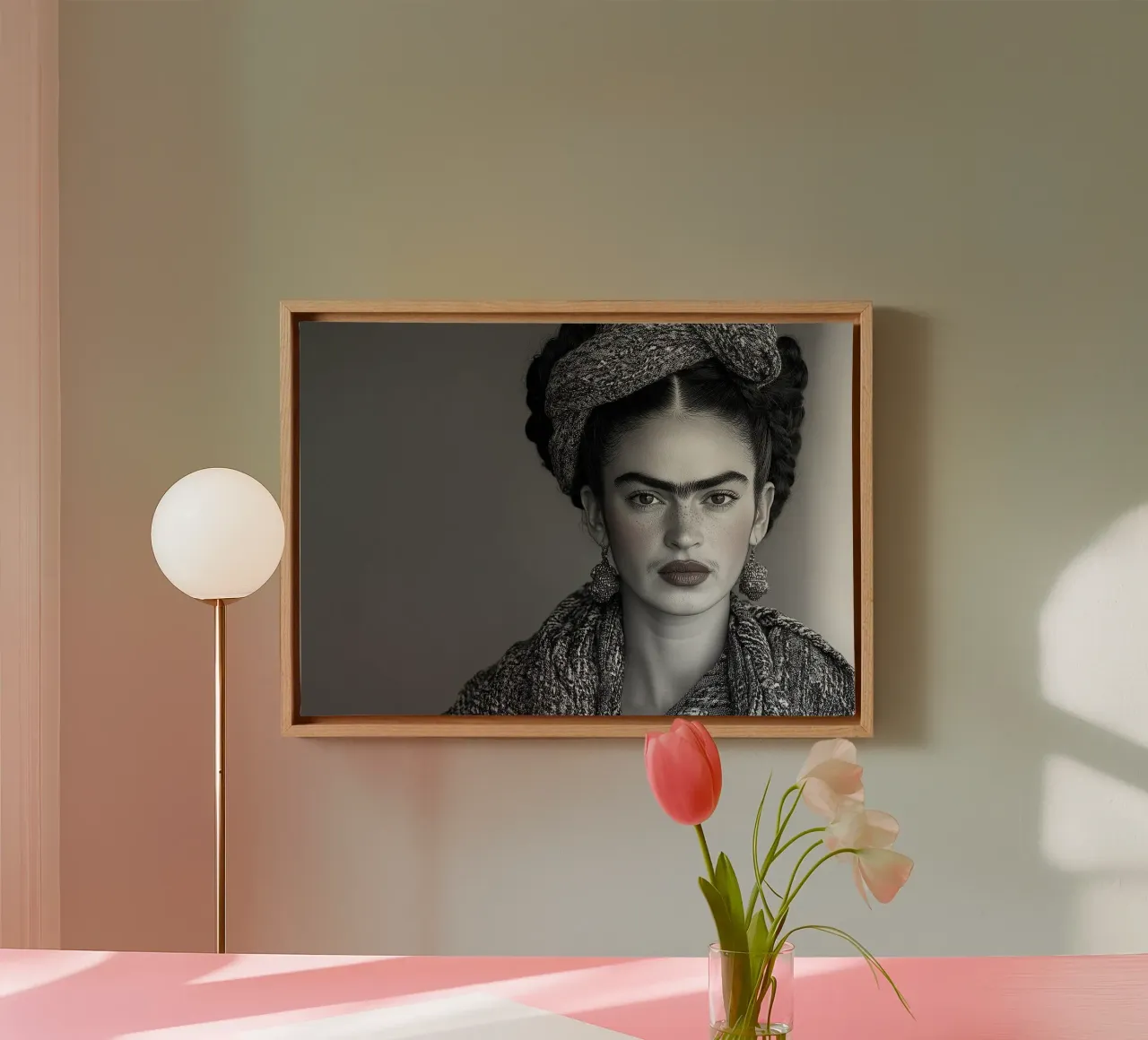 Frida Kahlo - Echo of acceptance canvas with Floater frame by Fantasias Florales