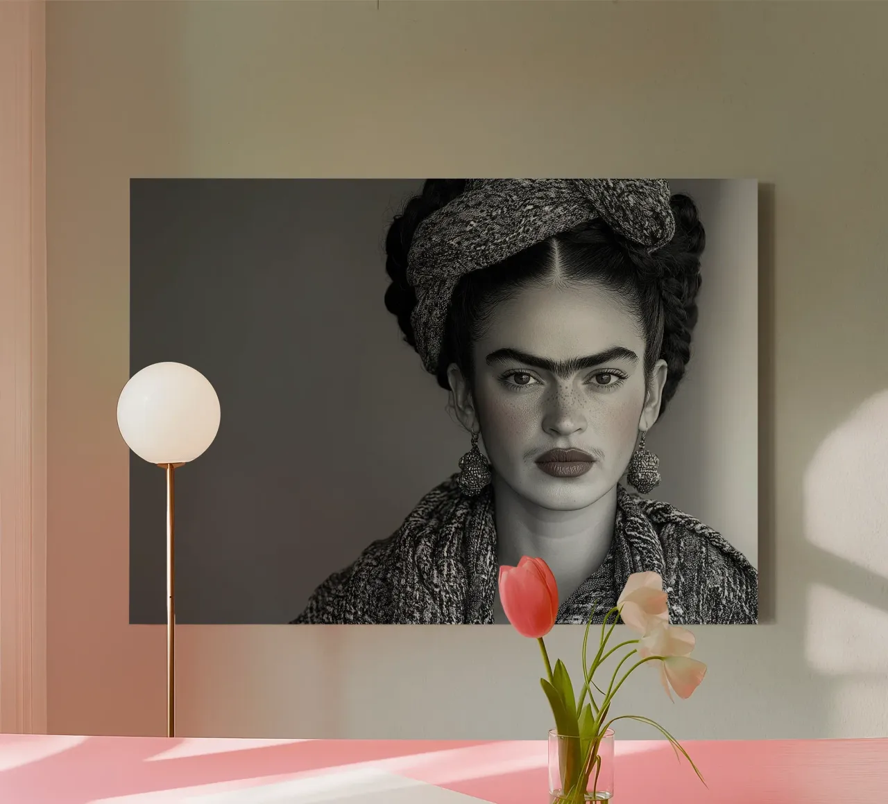 Frida Kahlo - Echo of acceptance canvas with Floater frame by Fantasias Florales