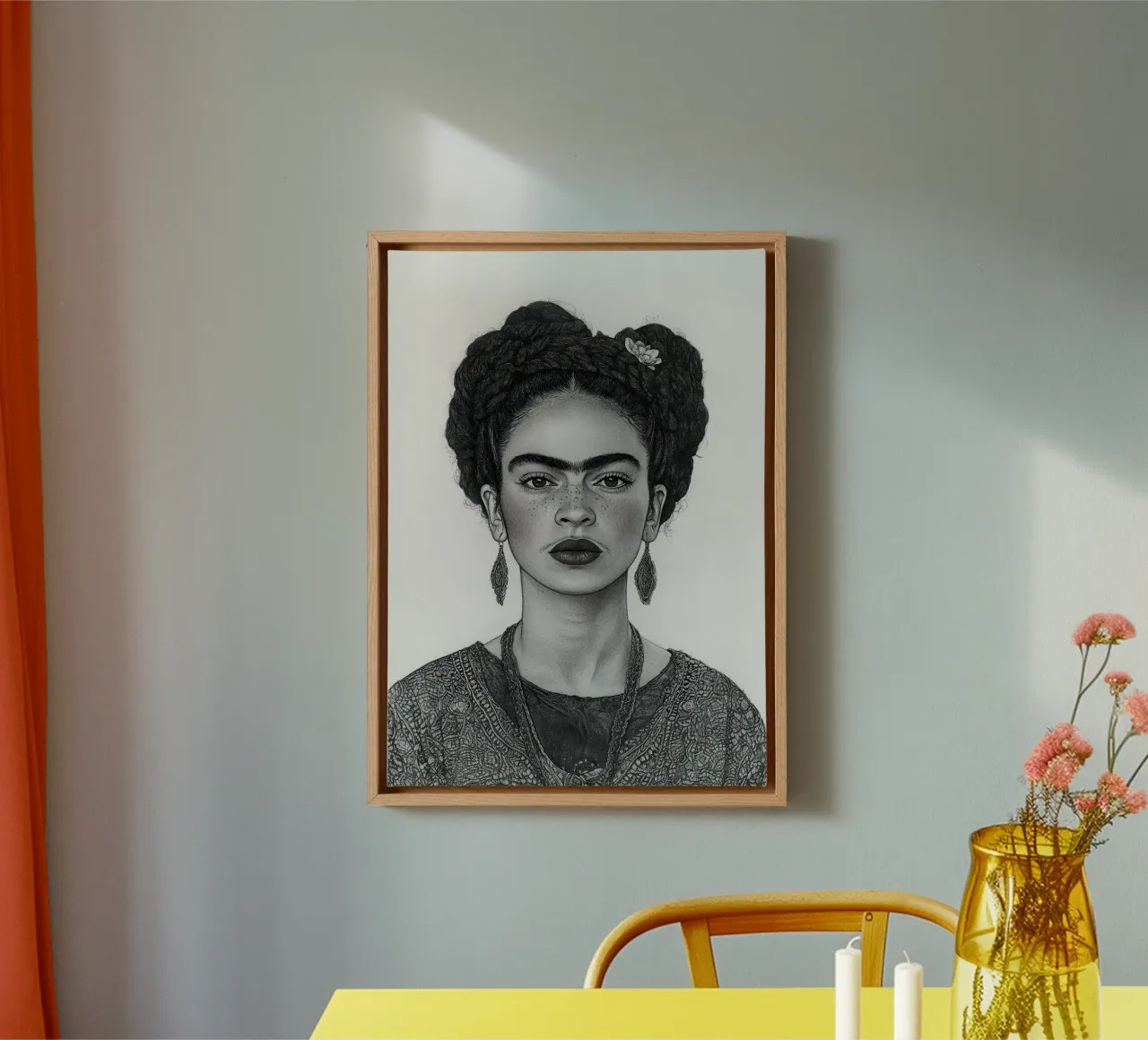 Frida Kahlo - The path of trust canvas with Floater frame by Fantasias Florales